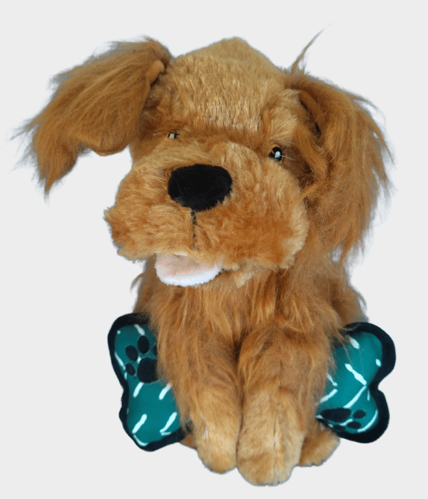Plush Dog with squeezy bon 28cm